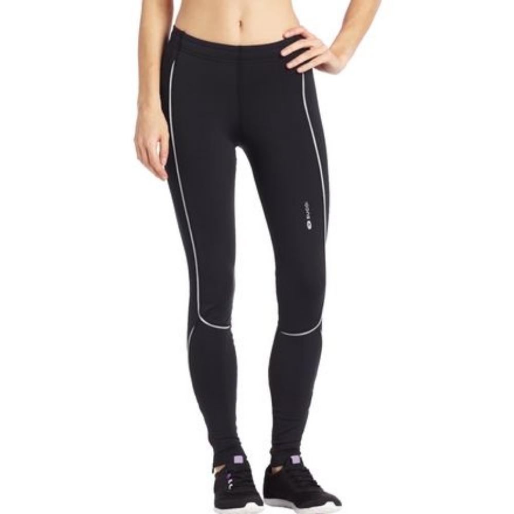 Sugoi Black Athletic Fleece Lined Leggings with Reflective Accents